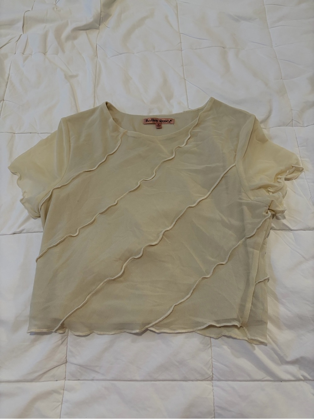 Bailey Rose Cream Ruffle Mesh Crop Top